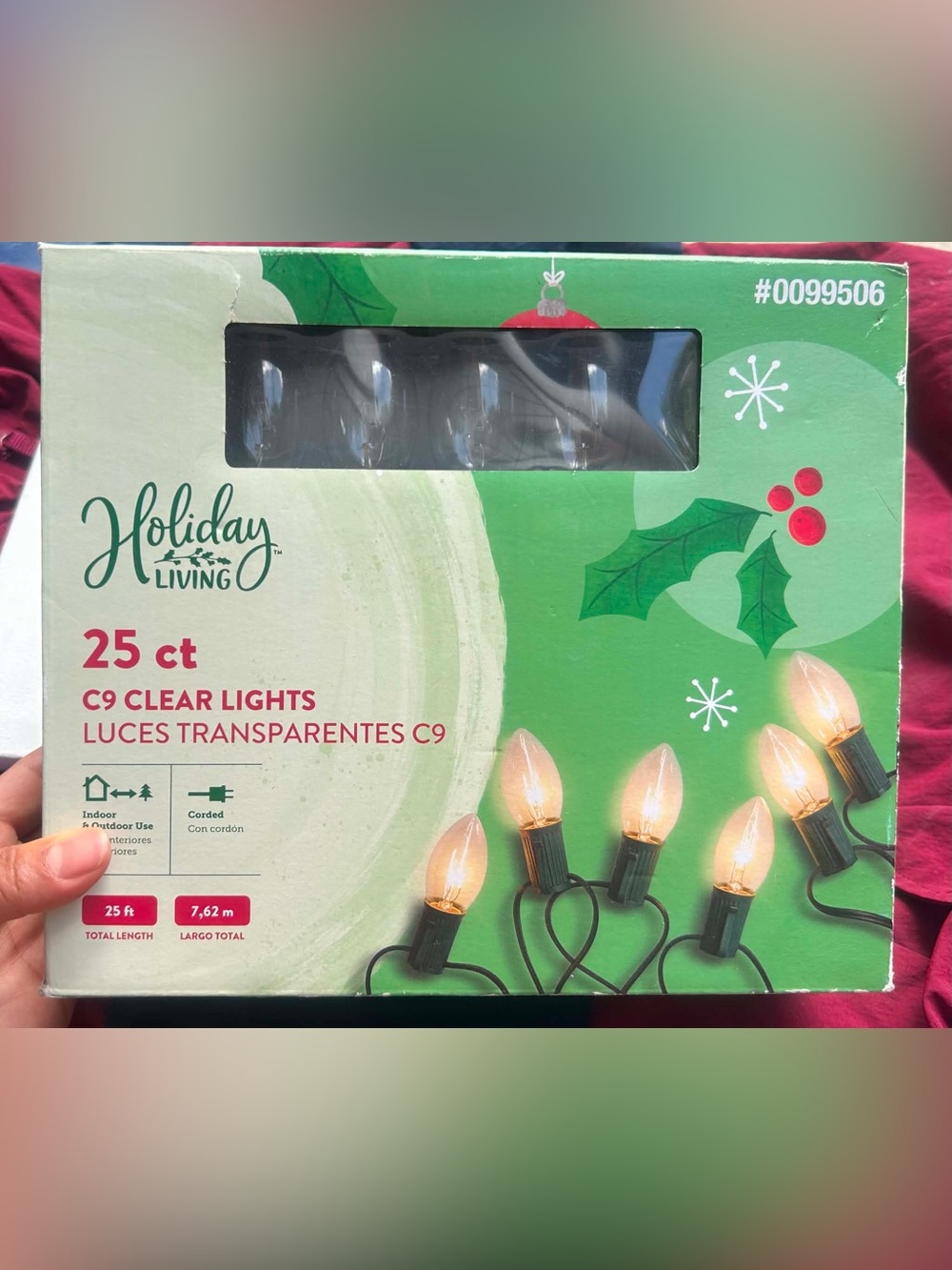 Green C9 Clear String Lights - 25 Count